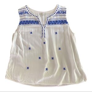 Anthropologie Skies are Blue Embroidered Tank Top